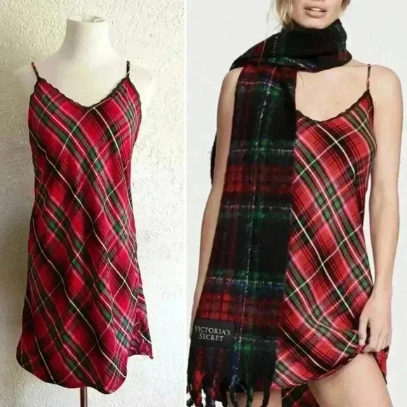 Victoria's Secret Other - Victoria’s Secret plaid‎ Christmas pajama dress size Medium